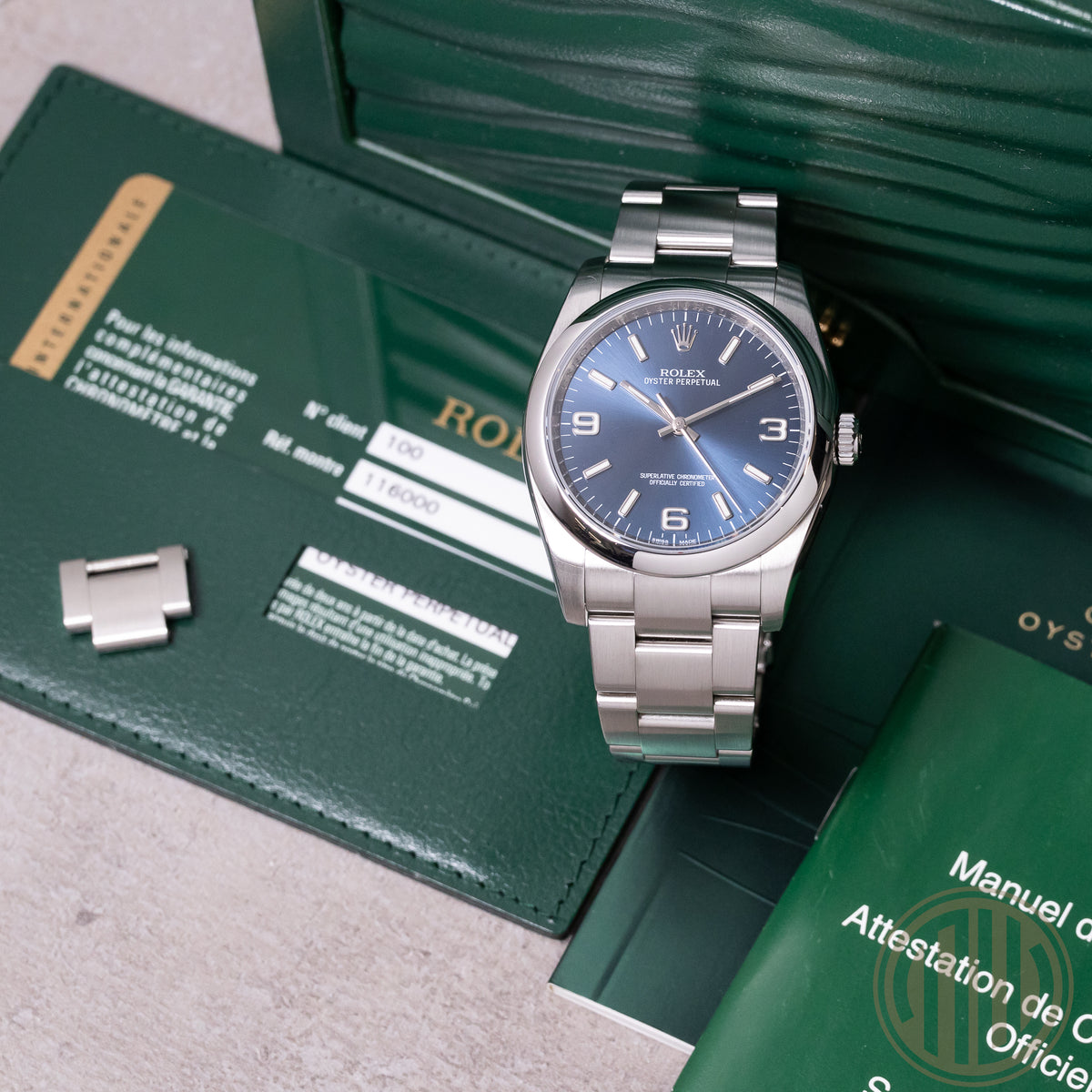 Rolex Oyster Perpetual 36 Blue Dial | Lc100 | Box and Papers | 2014 | 116000