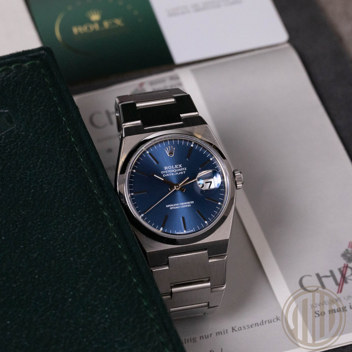 Rolex Datejust Oysterquartz Blue Dial | Rolex Warranty | Lc100 | Box and Papers | 1990