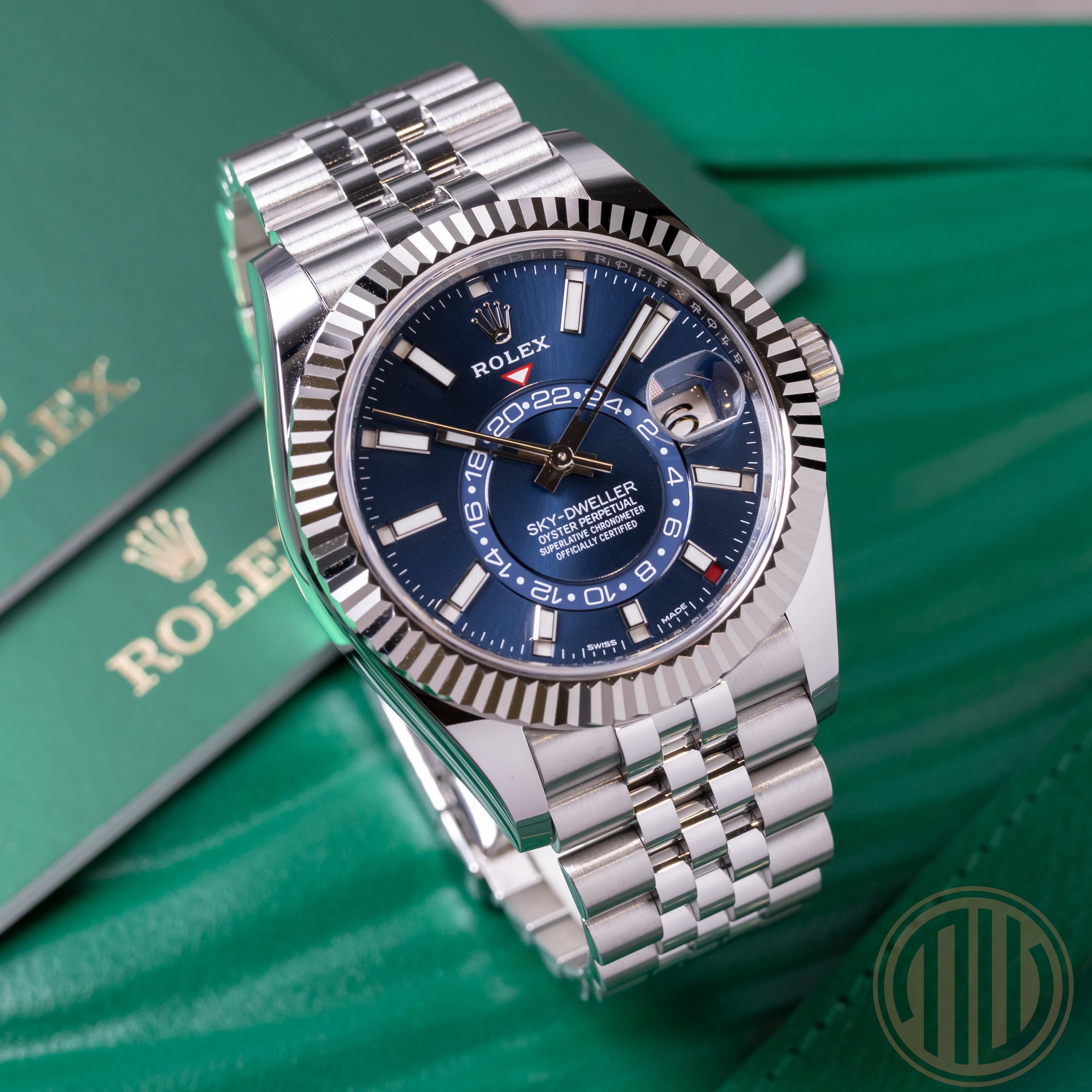 Rolex Sky Dweller Jubilee Blue Dial Box and Papers 2021 326934 Moric Watches