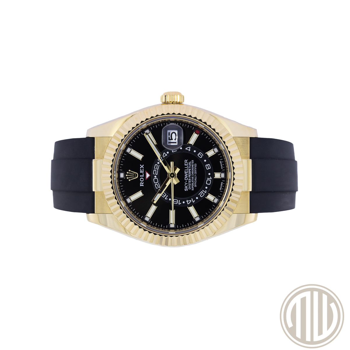 Rolex Sky-Dweller Black Dial | Oysterflex | 18kt Yellowgold | Box and Papers