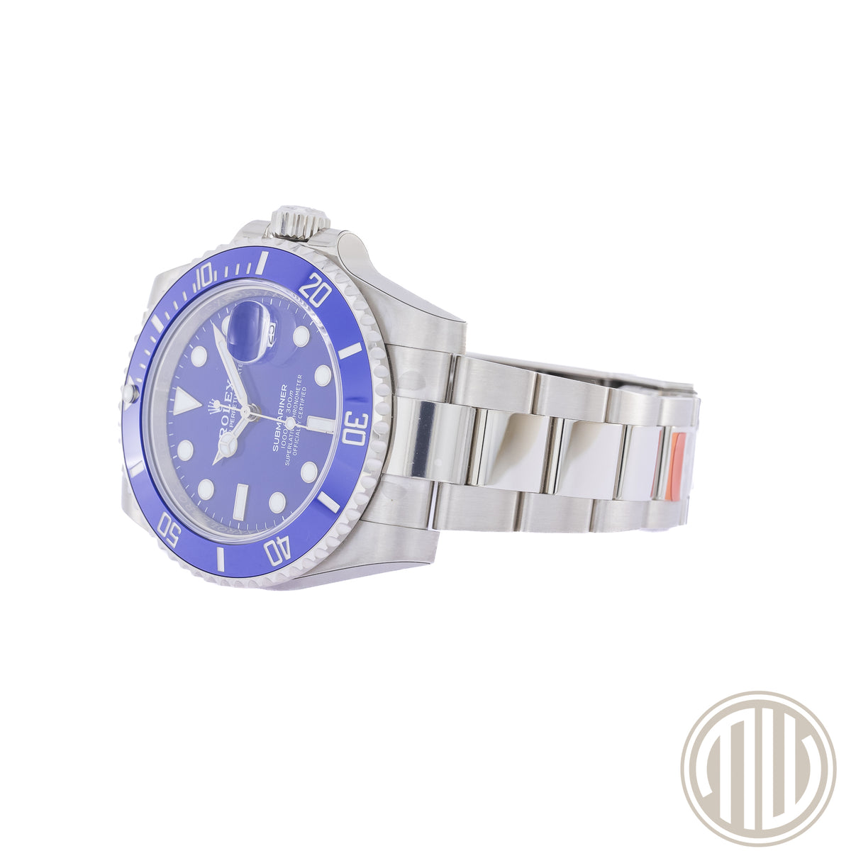 Rolex Submariner Date "Smurf" Full Sticker | 18kt Whitegold | Lc100 | Box and Papers | 2019