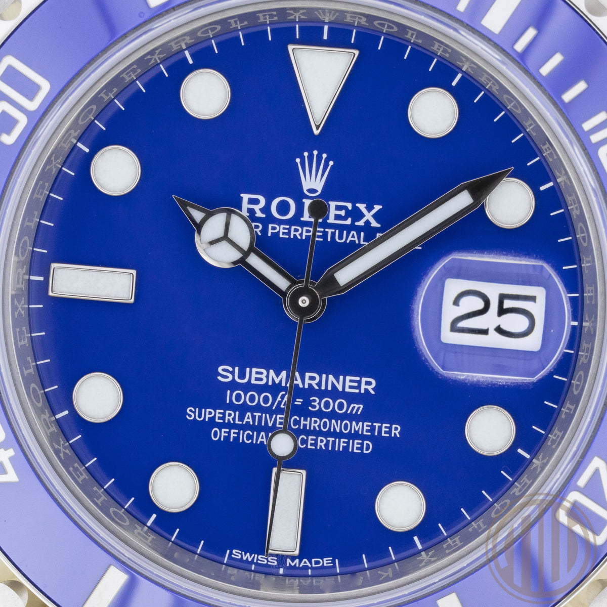 Rolex Submariner Date "Smurf" Full Sticker | 18kt Whitegold | Lc100 | Box and Papers | 2019