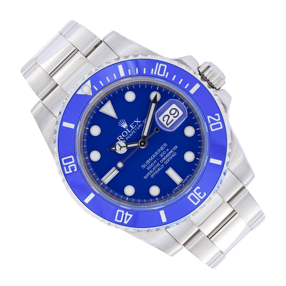 Rolex Submariner Date Smurf | 18kt Whitegold | Box and Papers | 2017