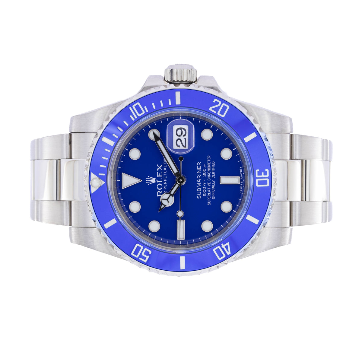 Rolex Submariner Date Smurf | 18kt Whitegold | Box and Papers | 2017