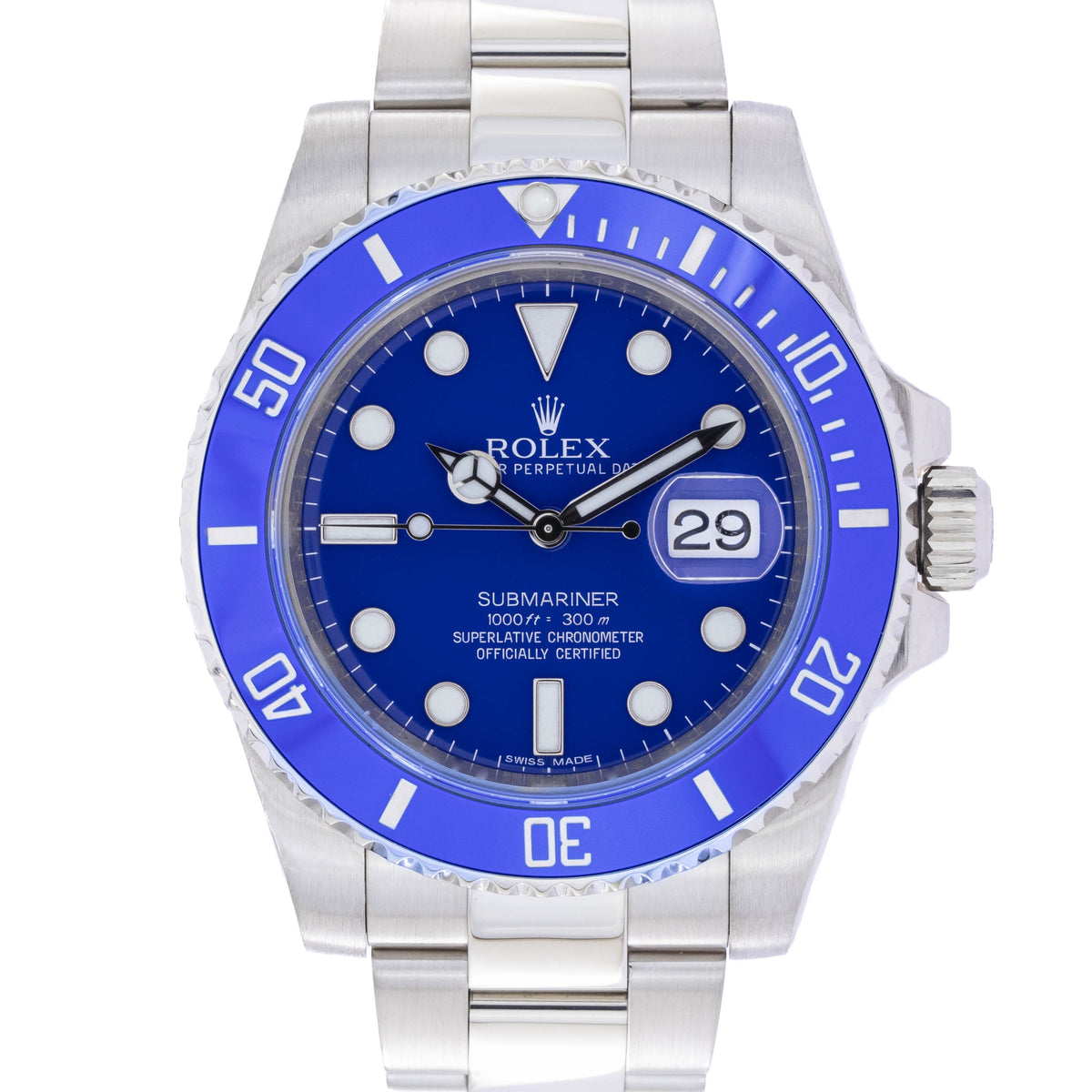 Rolex Submariner Date Smurf | 18kt Whitegold | Box and Papers | 2017