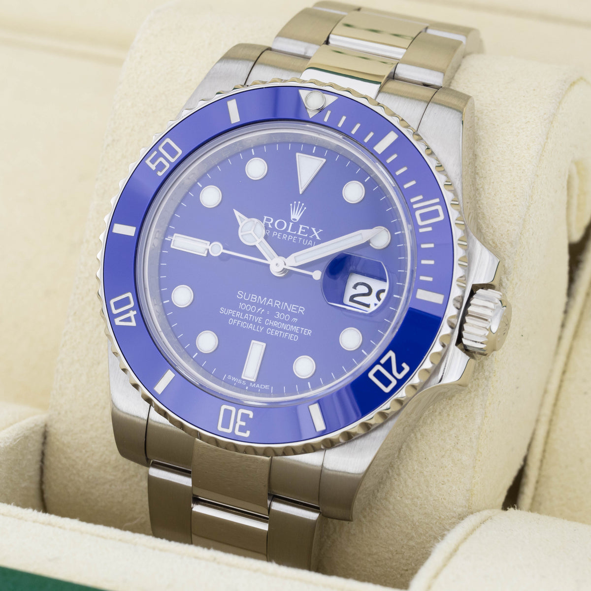 Rolex Submariner Date Smurf | 18kt Whitegold | Box and Papers | 2017