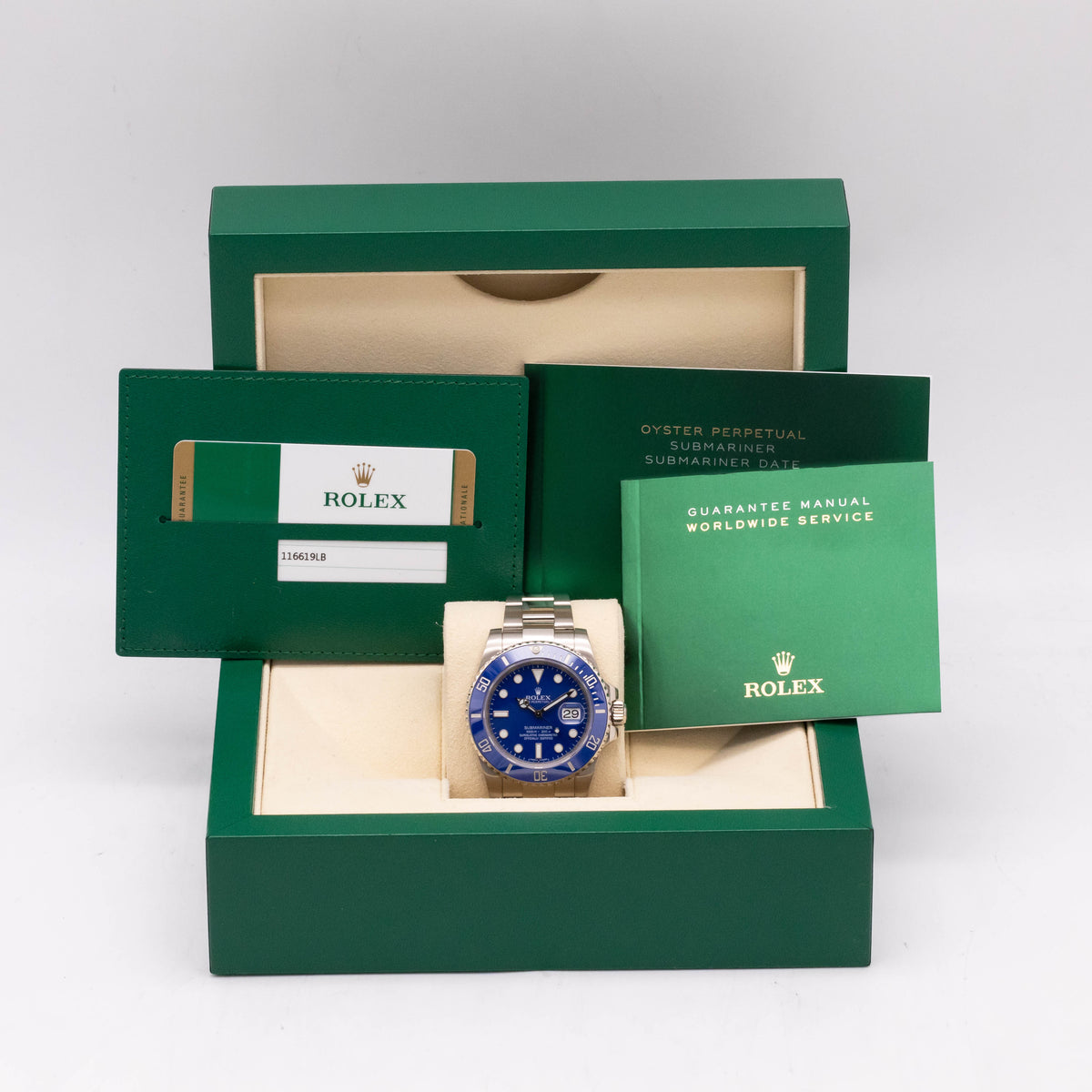 Rolex Submariner Date Smurf | 18kt Whitegold | Box and Papers | 2017
