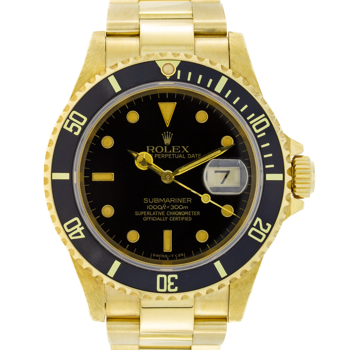 Fecha del Submariner Rolex | Oro de 18 quilates | Esfera negra | Nuevo servicio Rolex | 16618