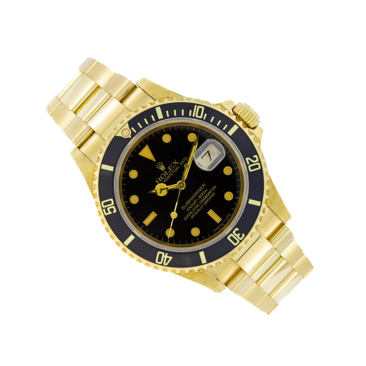 Fecha del Submariner Rolex | Oro de 18 quilates | Esfera negra | Nuevo servicio Rolex | 16618