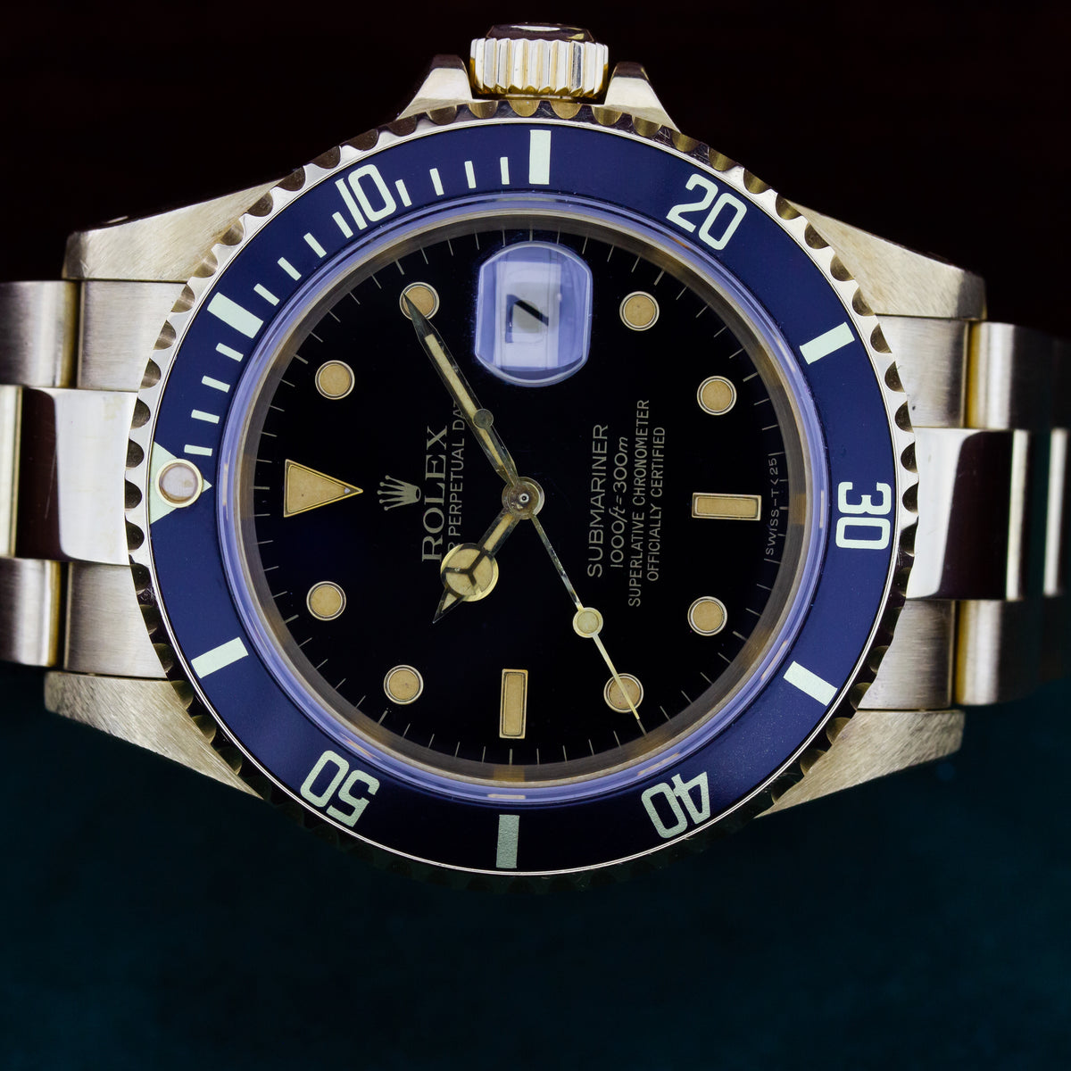 Fecha del Submariner Rolex | Oro de 18 quilates | Esfera negra | Nuevo servicio Rolex | 16618