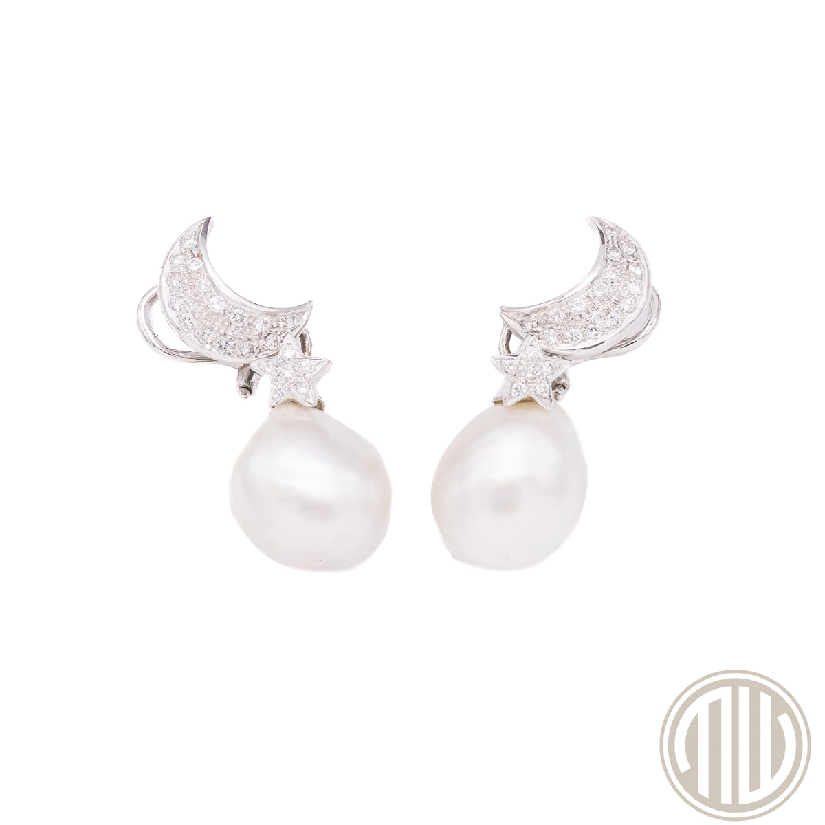 Diamant-Perlen Ohrclippaar