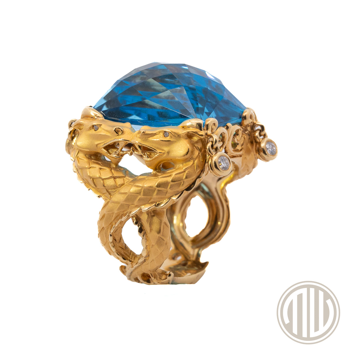 Carrera Y Carrera "Nanking" Ring | 18kt Yellowgold | Blauer Topaz