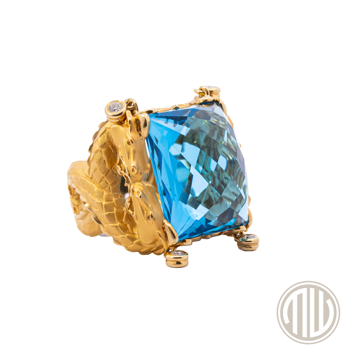 Carrera Y Carrera "Nanking" Ring | 18kt Yellowgold | Blauer Topaz