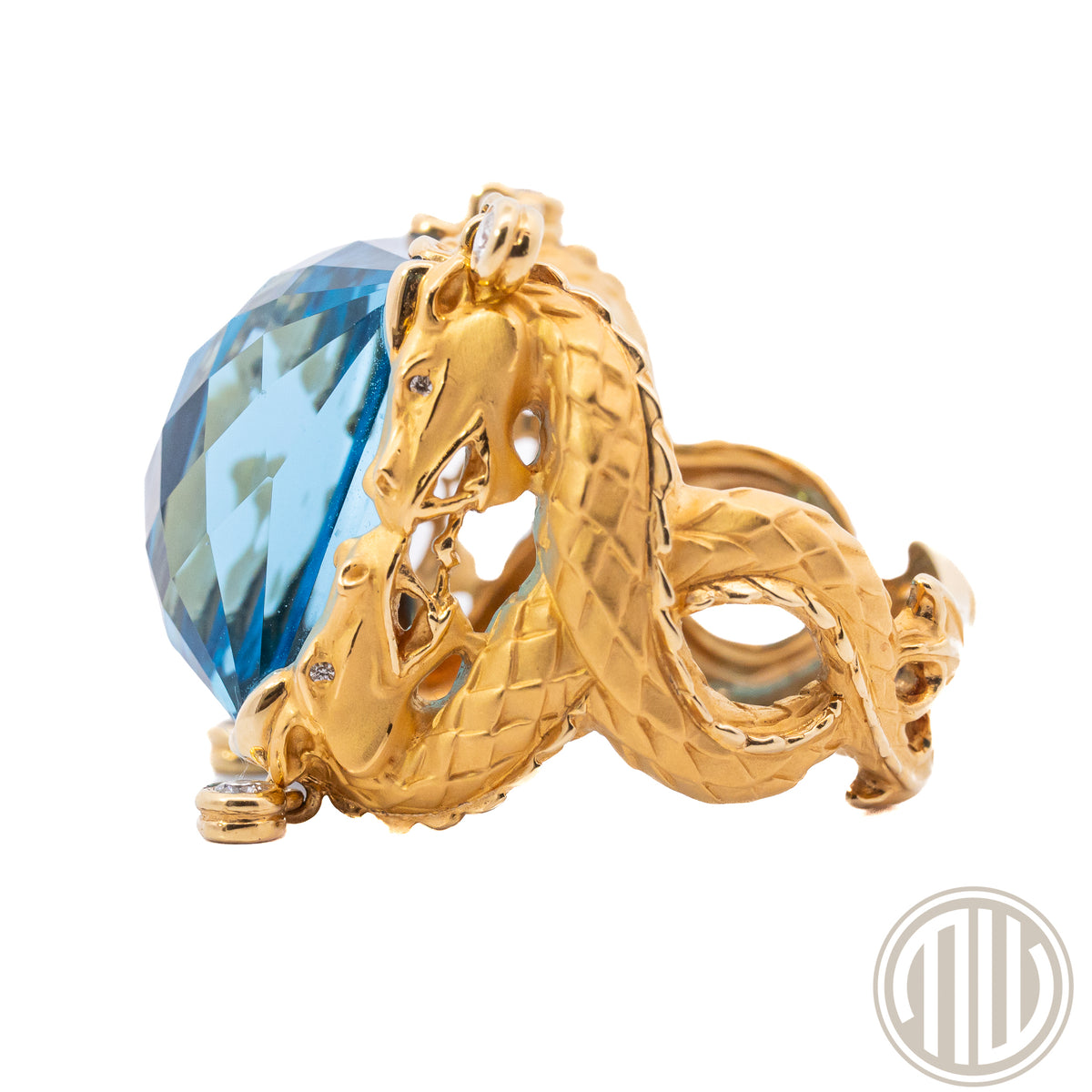 Carrera Y Carrera "Nanking" Ring | 18kt Yellowgold | Blauer Topaz