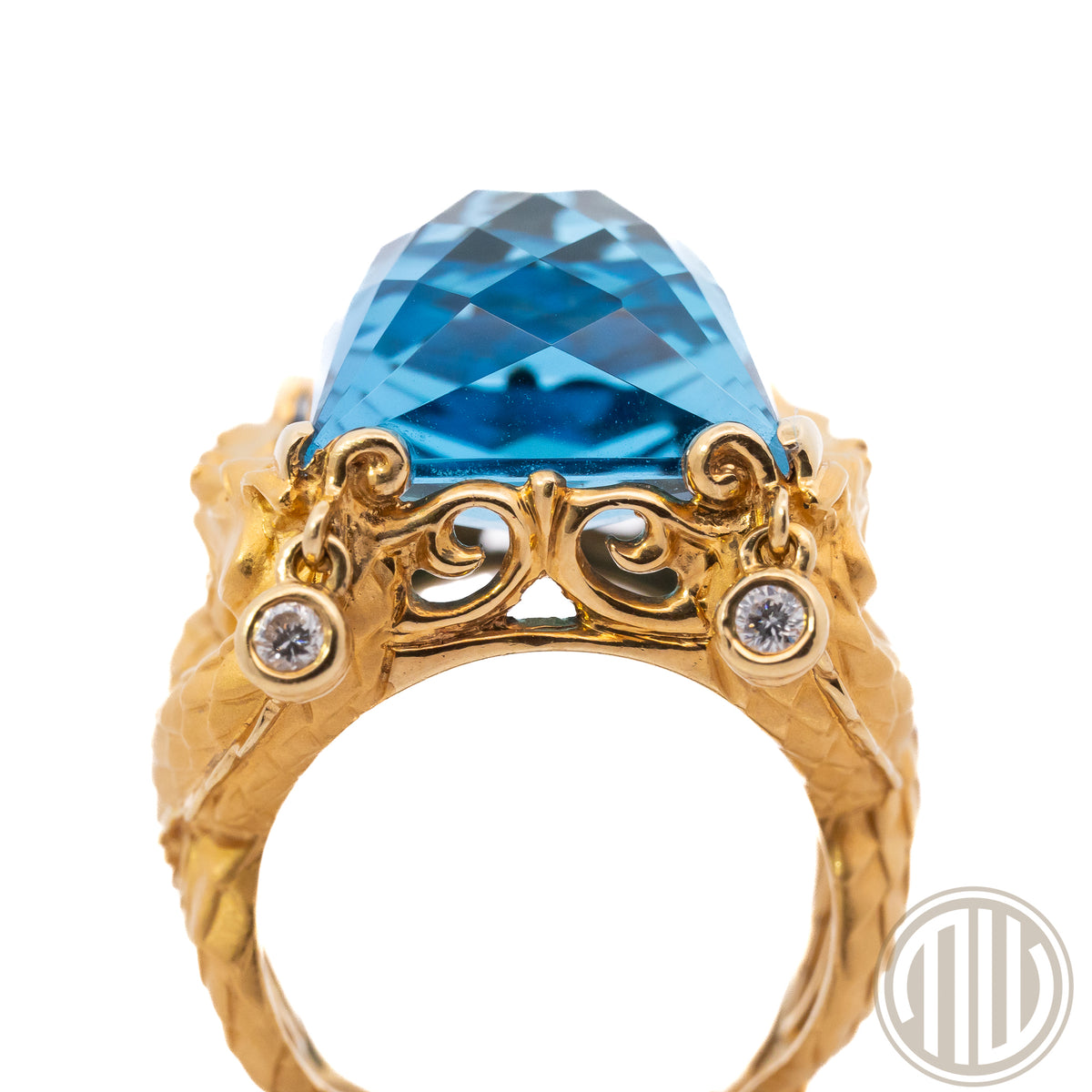 Carrera Y Carrera "Nanking" Ring | 18kt Yellowgold | Blauer Topaz