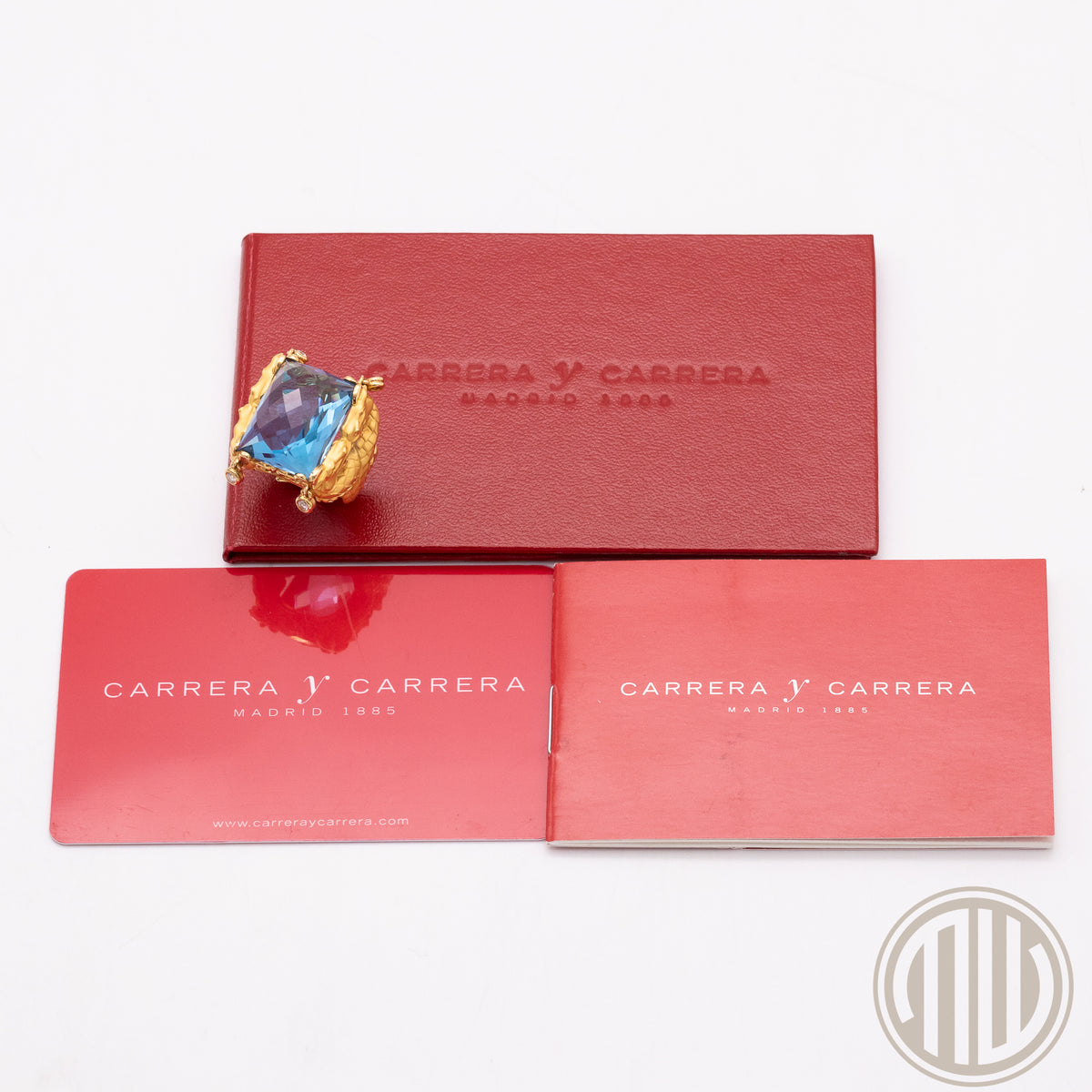 Carrera Y Carrera "Nanking" Ring | 18kt Yellowgold | Blauer Topaz