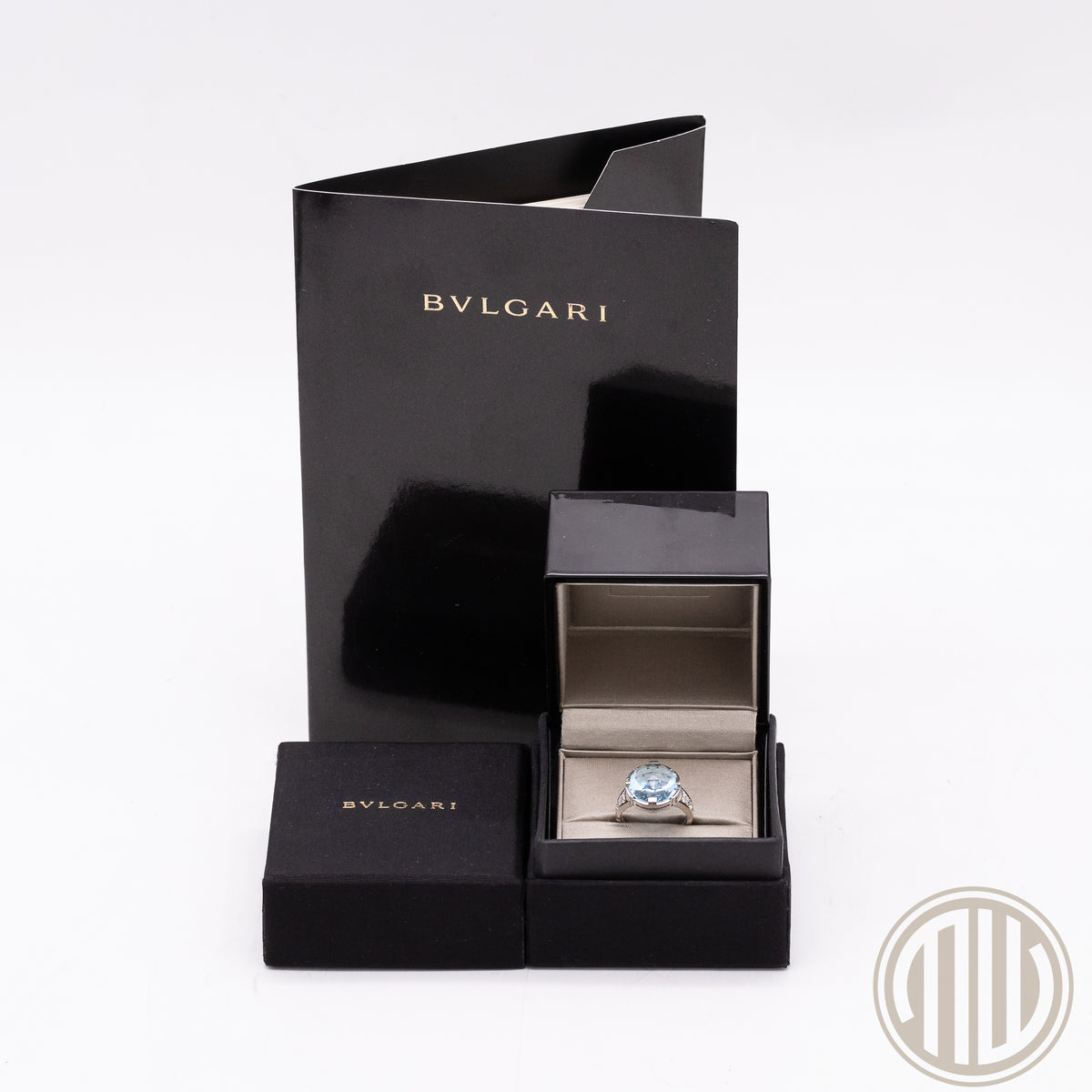 Bulgari Parentesi Cocktail Ring Collectors Square| 18kt Whitegold | Topaz | Diamonds