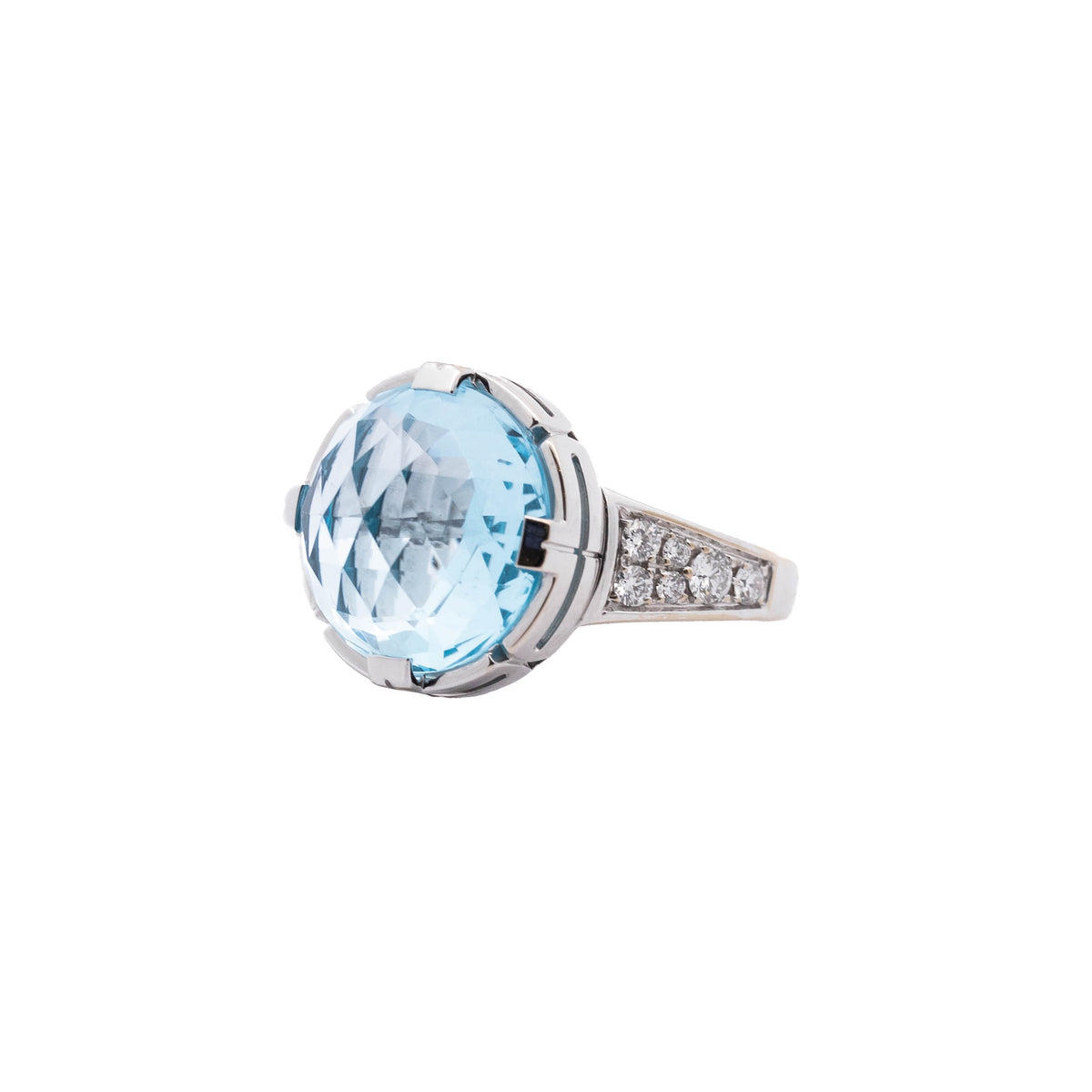Bulgari Parentesi Cocktail Ring Collectors Square| 18kt Whitegold | Topaz | Diamonds