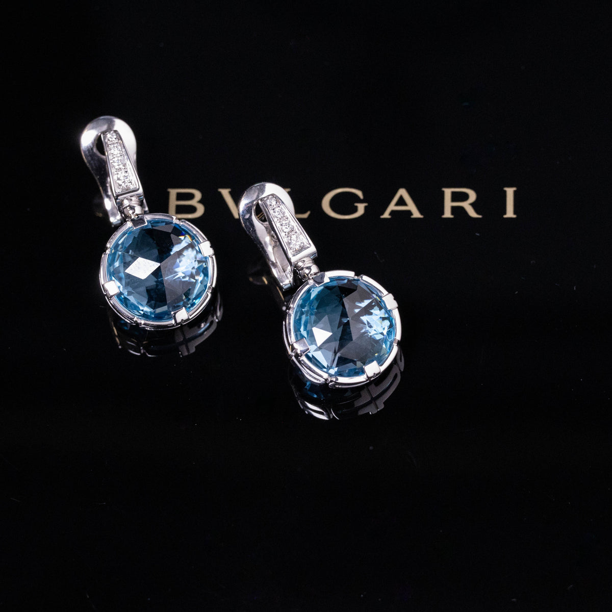 Bulgari Parentesi Cocktail Ohrringe | 750 Weißgold | Topaz | Diamonds