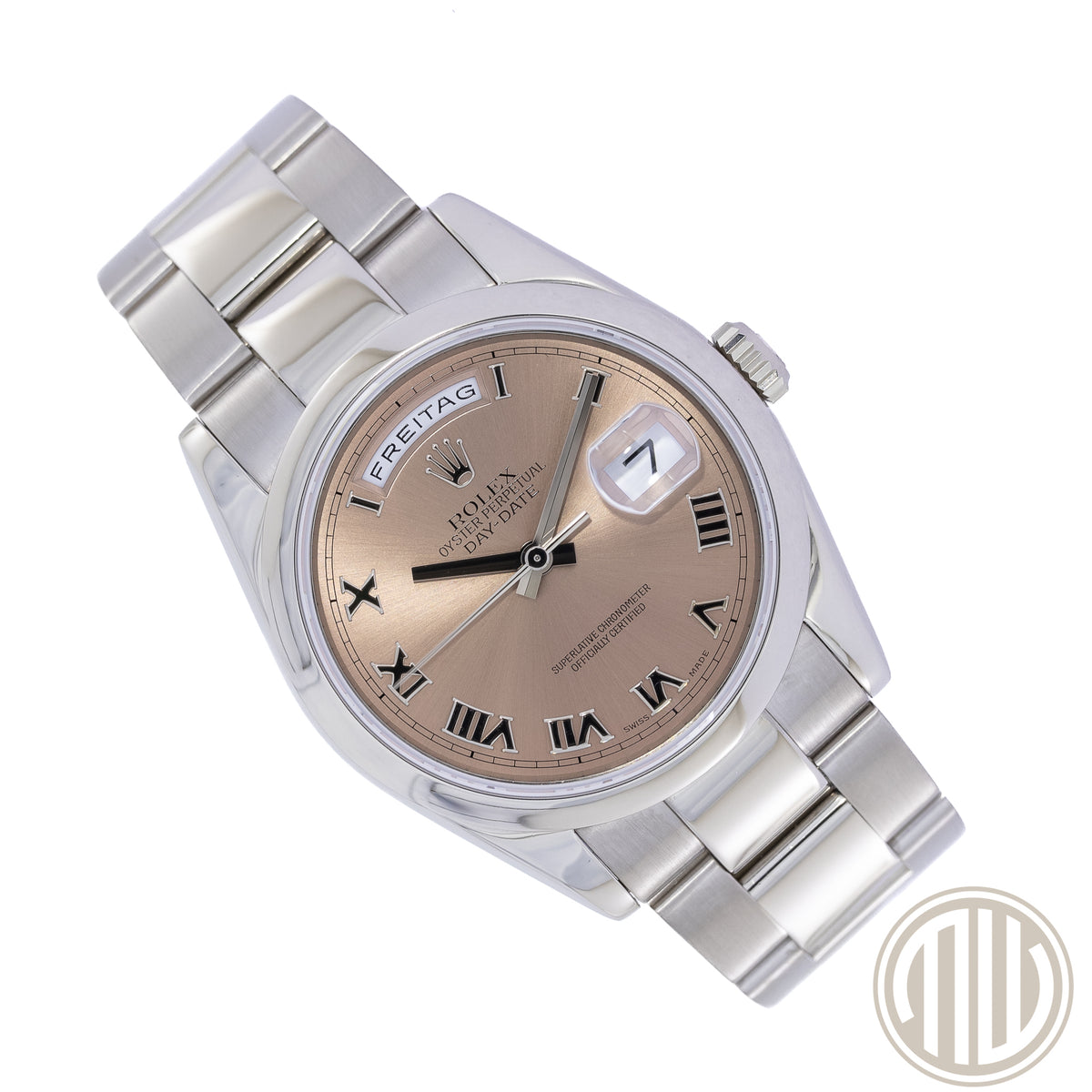 Rolex Day-Date 36 18kt Whitegold | Salmon Dial | Rolex Service Card | P-Series