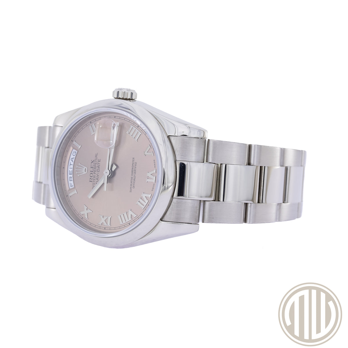 Rolex Day-Date 36 18kt Whitegold | Salmon Dial | Rolex Service Card | P-Series
