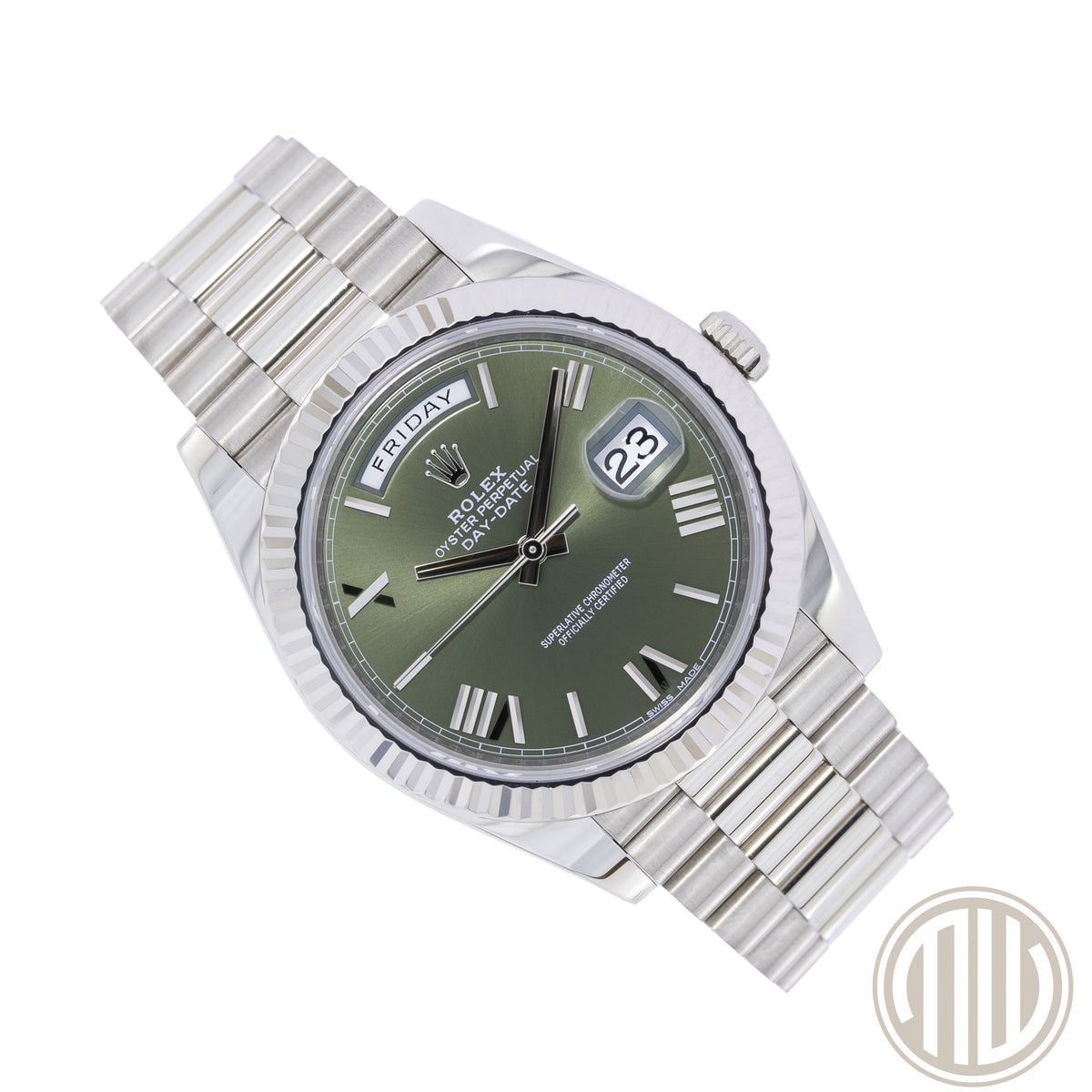 Rolex Day-Date 40 18ct Whitegold | Olive Dial | Box and Papers | 2018 | Ref: 228239