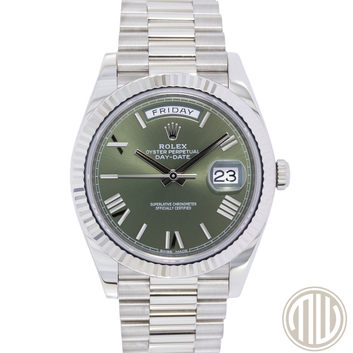 Rolex Day-Date 40 18ct Whitegold | Olive Dial | Box and Papers | 2018 | Ref: 228239